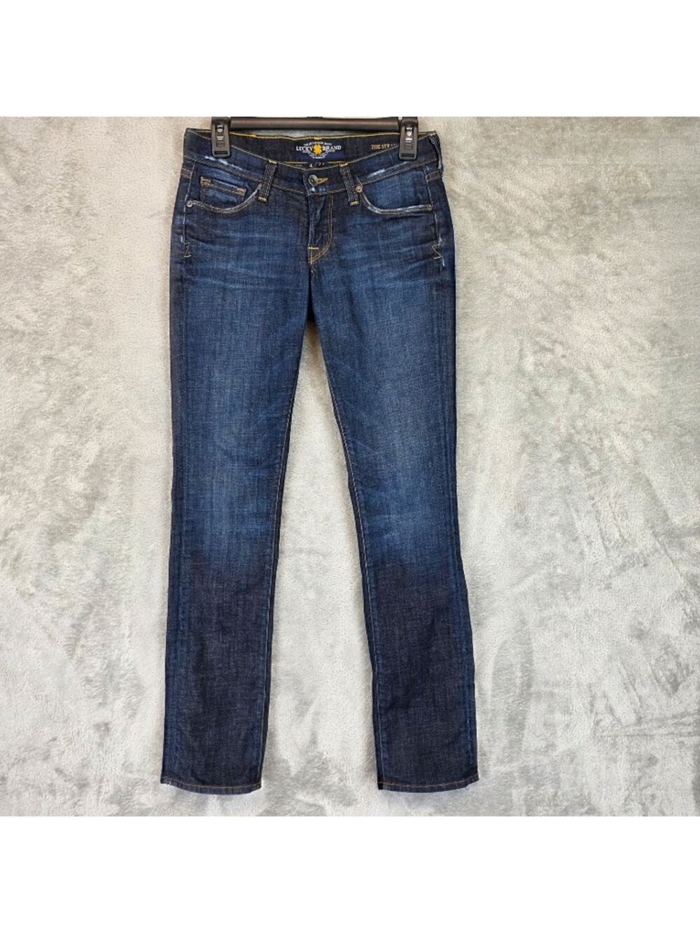 Lucky Brand Zoe Straight Jeans Womens 4 Blue Dark Wash Low Rise Stretch Denim